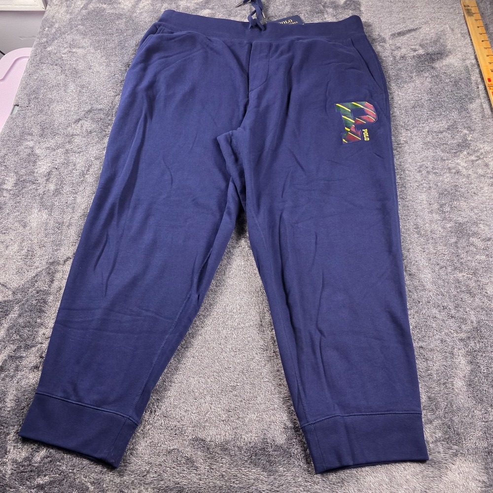 Polo Ralph Lauren Letterman P Patch Fleece Jogger Sweatpants Mens 2XB Blue